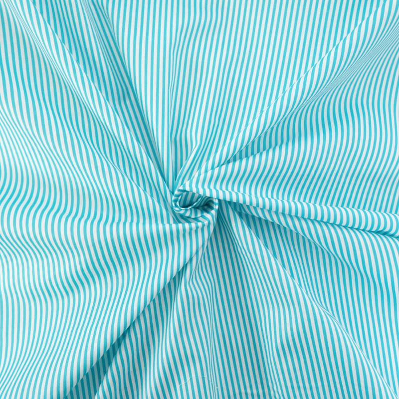 Turquoise Striped Cotton Poplin - Maison Klem